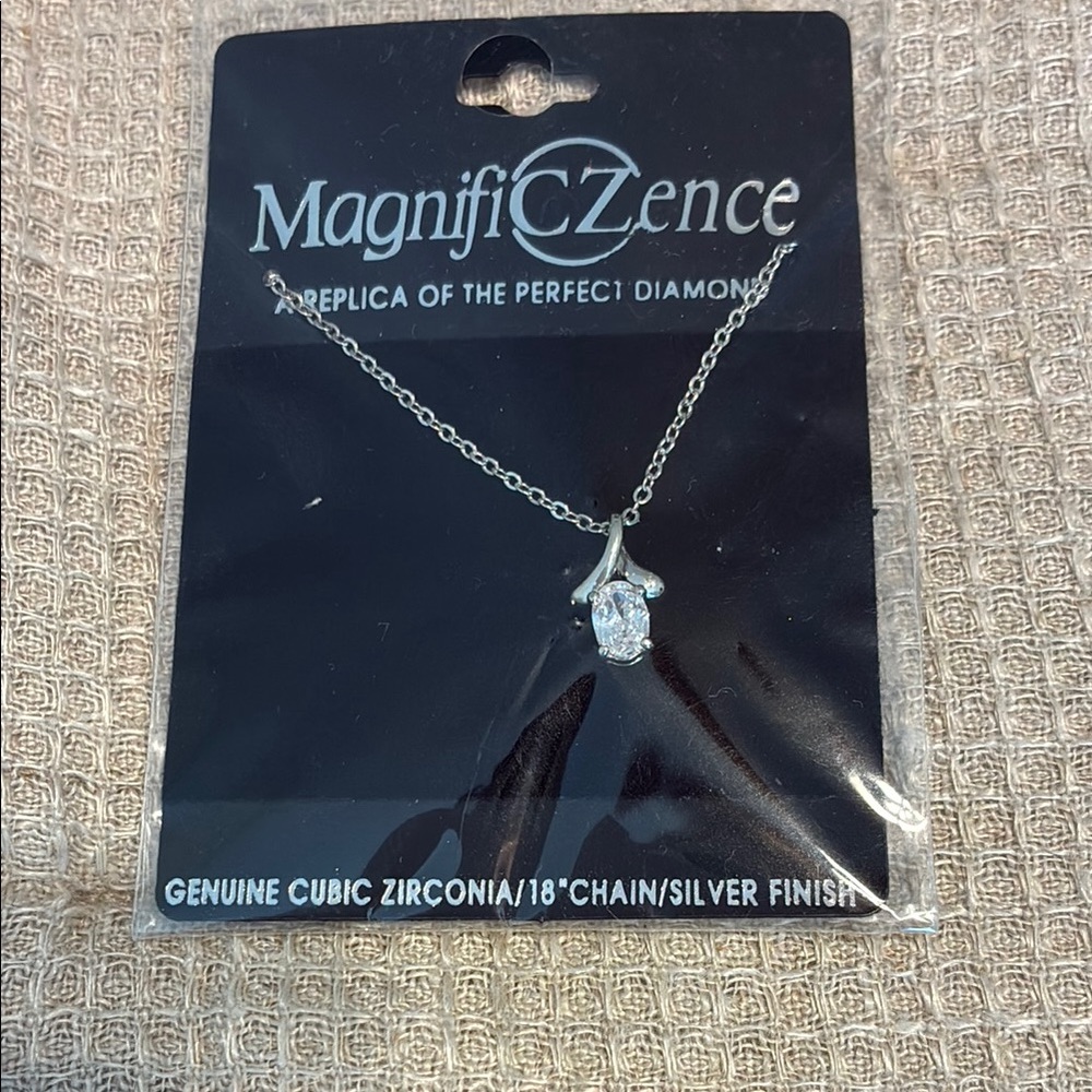 Silver Necklace with Cubic Zirconia Pendant